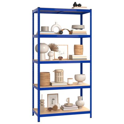 vidaXL 5-Layer Shelves 3 pcs Blue Steel&Engineered Wood