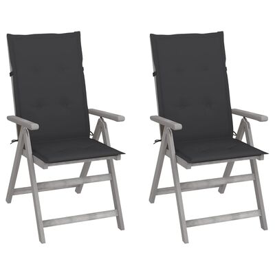 vidaXL Garden Reclining Chairs 2 pcs with Cushions Solid Wood Acacia