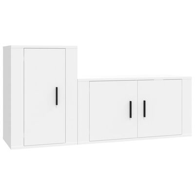 vidaXL 2 Piece TV Cabinet Set White Engineered Wood