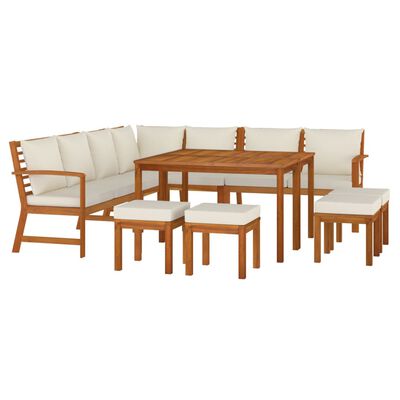 vidaXL 11 Piece Garden Dining Set with Cushions Solid Wood Acacia