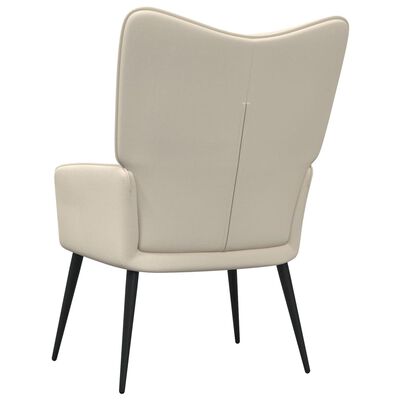 vidaXL Relaxing Chair with a Stool Cream Fabric