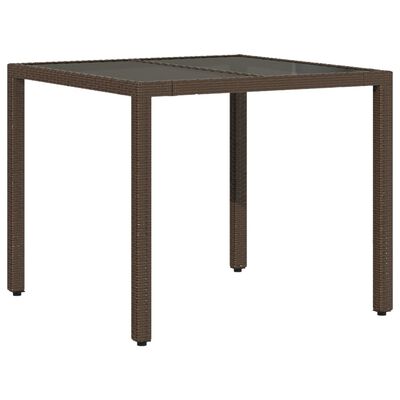 vidaXL Garden Table Brown 90x90x75 cm Poly Rattan