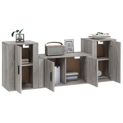 vidaXL 3 Piece TV Cabinet Set Grey Sonoma Engineered Wood