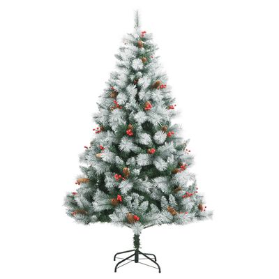 vidaXL Artificial Hinged Christmas Tree 300 LEDs & Ball Set 180 cm