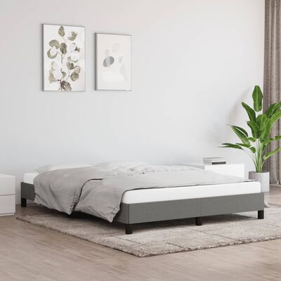 vidaXL Bed Frame without Mattress Dark Grey 152x203 cm Queen Fabric