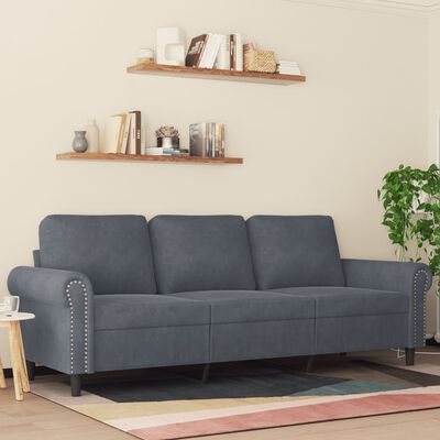 vidaXL 3-Seater Sofa Dark Grey 180 cm Velvet