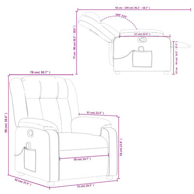 vidaXL Massage Recliner Chair Dark Grey Fabric