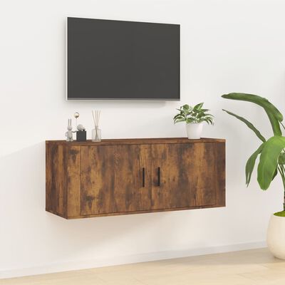 vidaXL Wall Mounted TV Cabinet Smoked Oak 100x34.5x40 cm