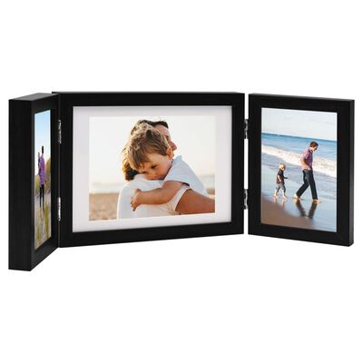 vidaXL Trifold Photo Frame Collage Black 22x15 cm+2x