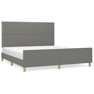 vidaXL Bed Frame without Mattress Dark Grey 152x203 cm Queen Fabric