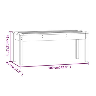 vidaXL Garden Bench Black 109x44x45 cm Solid Wood Pine