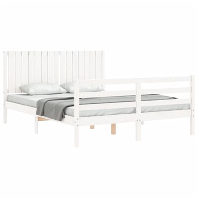 vidaXL Bed Frame without Mattress White King Size Solid Wood