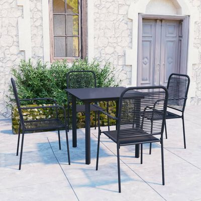 vidaXL 5 Piece Garden Dining Set Black Glass and Steel