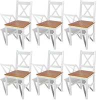 vidaXL Dining Chairs 6 pcs White Pinewood