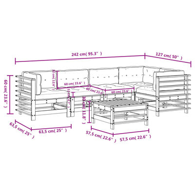 vidaXL 6 Piece Garden Lounge Set with Cushions Solid Wood