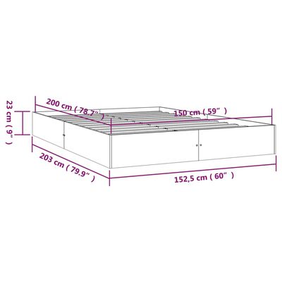 vidaXL Bed Frame without Mattress White Solid Wood 150x200 cm King Size