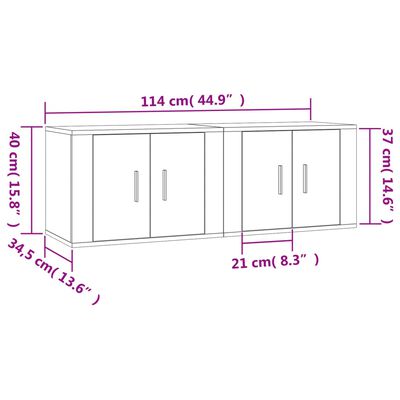 vidaXL Wall-mounted TV Cabinets 2 pcs Concrete Grey 57x34.5x40 cm