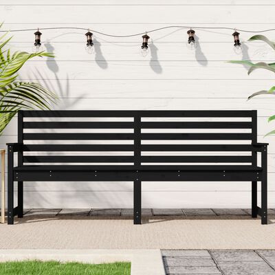 vidaXL Garden Bench Black 203.5x48x91.5 cm Solid Wood Pine