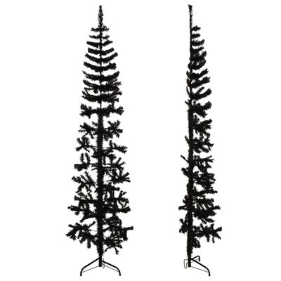 vidaXL Slim Artificial Half Christmas Tree with Stand Black 180 cm