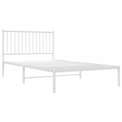 vidaXL Metal Bed Frame without Mattress with Headboard White 107x203 cm