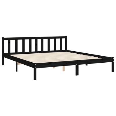 vidaXL Bed Frame without Mattress Black Solid Wood Pine