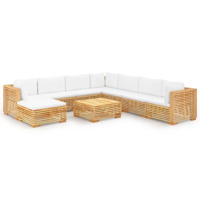 vidaXL 9 Piece Garden Lounge Set with Cushions Solid Teak Wood