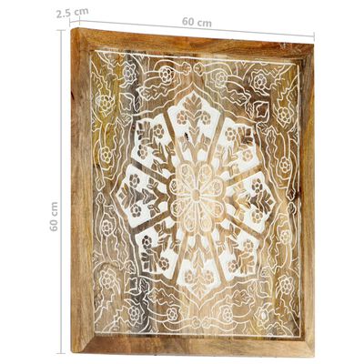 vidaXL Hand-Carved Wall Panels 2 pcs Solid Mango Wood 60x60x2.5 cm