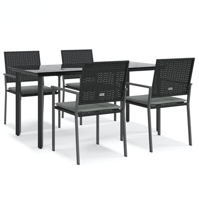 vidaXL 5 Piece Garden Dining Set with Cushions Poly Rattan and Steel