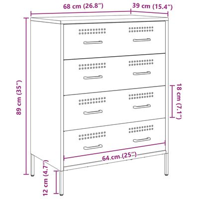 vidaXL Sideboard Black 68x39x89 cm Steel