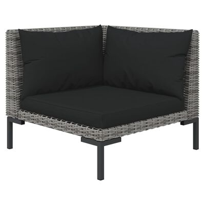 vidaXL 7 Piece Garden Lounge Set with Cushions Poly Rattan Dark Grey