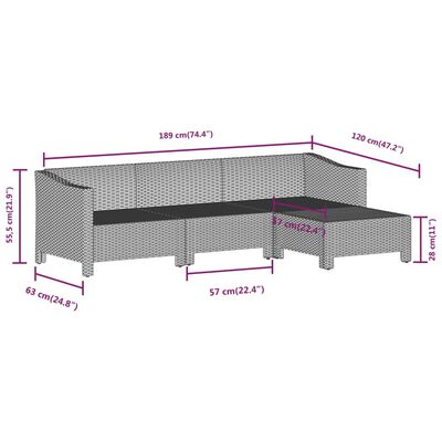 vidaXL 6 Piece Garden Lounge Set with Cushions Grey Poly Rattan