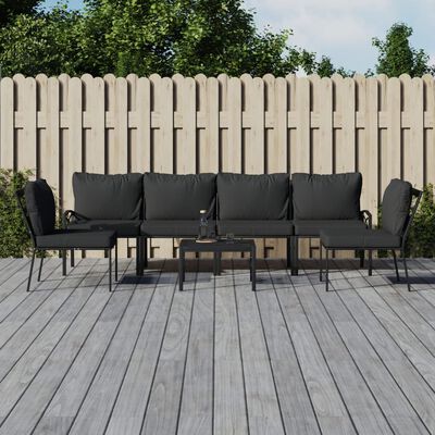 vidaXL 7 Piece Garden Lounge Set with Grey Cushions Steel