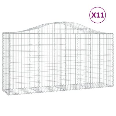 vidaXL Arched Gabion Baskets 11 pcs 200x50x100/120 cm Galvanised Iron