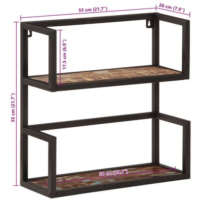 vidaXL Wall Shelf 55x20x55 cm Solid Wood Reclaimed and Iron