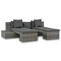 vidaXL 4 Piece Garden Lounge Set with Cushions Poly Rattan Grey