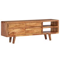 vidaXL TV Cabinet Solid Acacia Wood with Carved Doors 117x30x40 cm