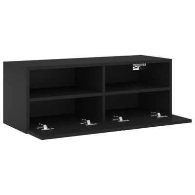 vidaXL TV Wall Cabinet Black 80x30x30 cm Engineered Wood