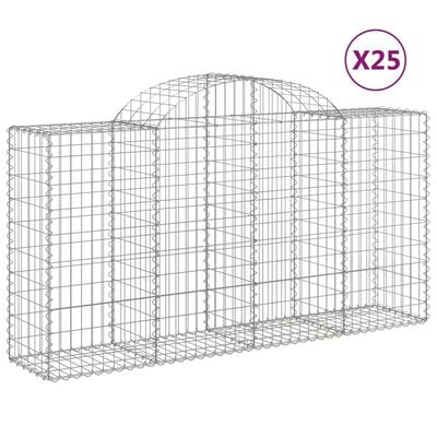 vidaXL Arched Gabion Baskets 25 pcs 200x50x100/120 cm Galvanised Iron