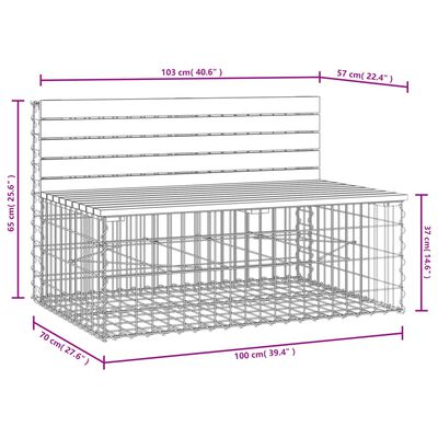 vidaXL Garden Bench Gabion Design 103x70x65 cm Solid Wood Douglas