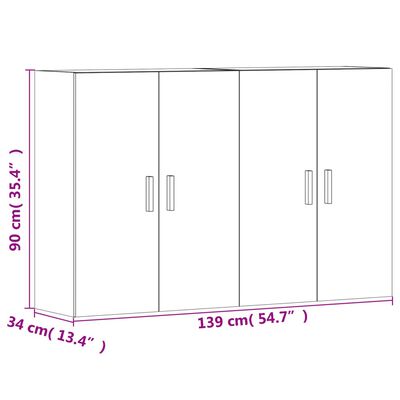 vidaXL Wall Mounted Cabinets 2 pcs High Gloss White Engineered Wood