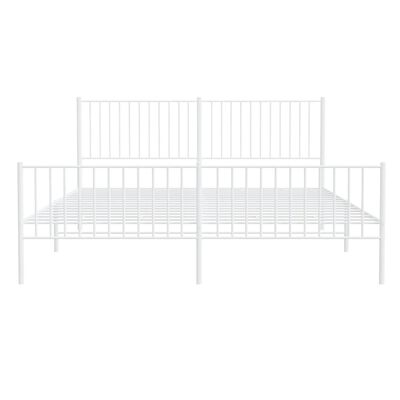 vidaXL Metal Bed Frame without Mattress with Footboard White 180x200 cm Super King