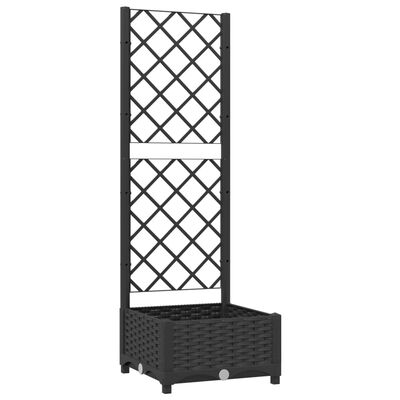 vidaXL Garden Planter with Trellis Black 40x40x121.5 cm PP