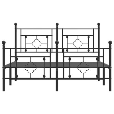 vidaXL Metal Bed Frame without Mattress with Footboard Black 135x190 cm Double