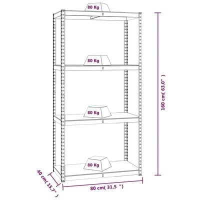 vidaXL 4-Layer Shelves 5 pcs Silver Steel&Engineered Wood