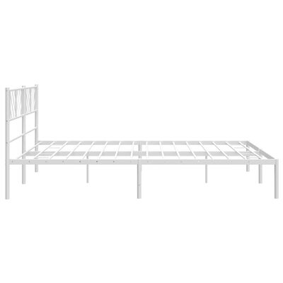 vidaXL Metal Bed Frame without Mattress with Headboard White 180x200 cm Super King