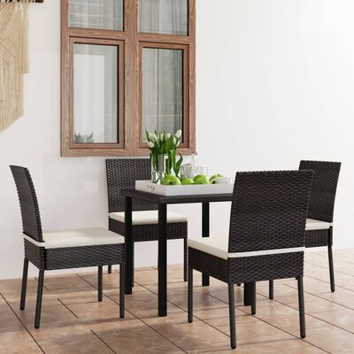 vidaXL 5 Piece Garden Dining Set Poly Rattan Black