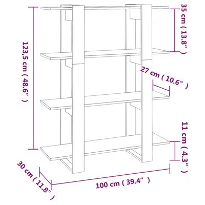 vidaXL Book Cabinet/Room Divider Concrete Grey 100x30x123.5 cm