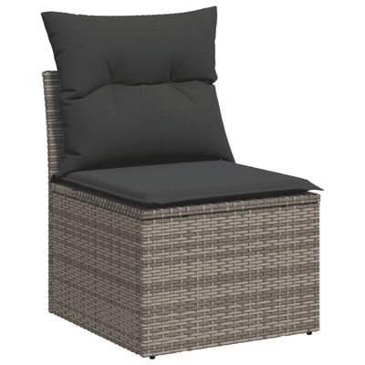 vidaXL 9 Piece Garden Sofa Set with Cushions Grey Poly Rattan