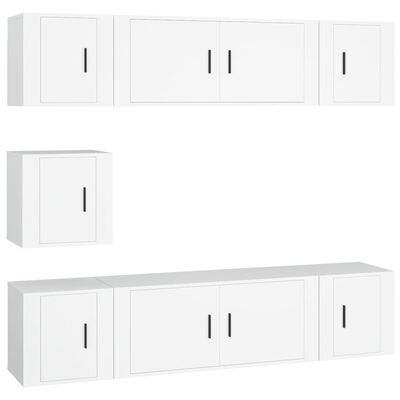 vidaXL 7 Piece TV Cabinet Set White Engineered Wood