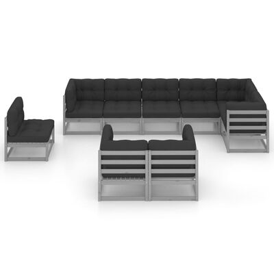 vidaXL 9 Piece Garden Lounge Set with Cushions Solid Pinewood